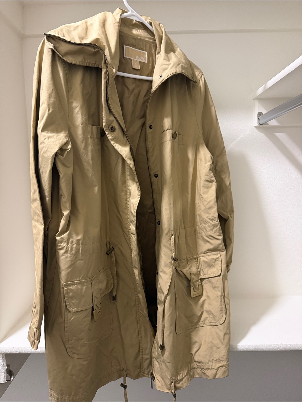 Michael Kors women trenchcoat -khaki/tan w/ gold accents on pockets